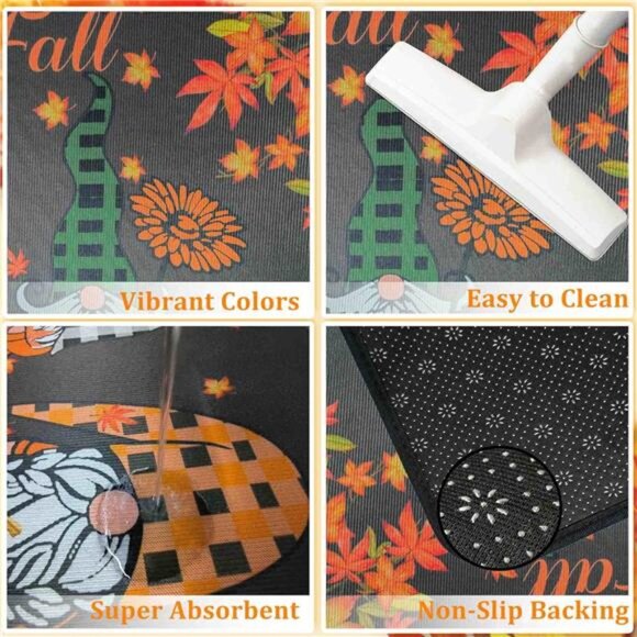 Fall Kitchen Rugs and Mats for Floor, Fall Decorations for Home, 2 Pcs Non-Slip - Picture 6 of 7